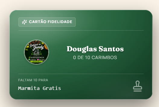 Cartão fidelidade digital da Delícias da Jandy, cliente da CouderLab