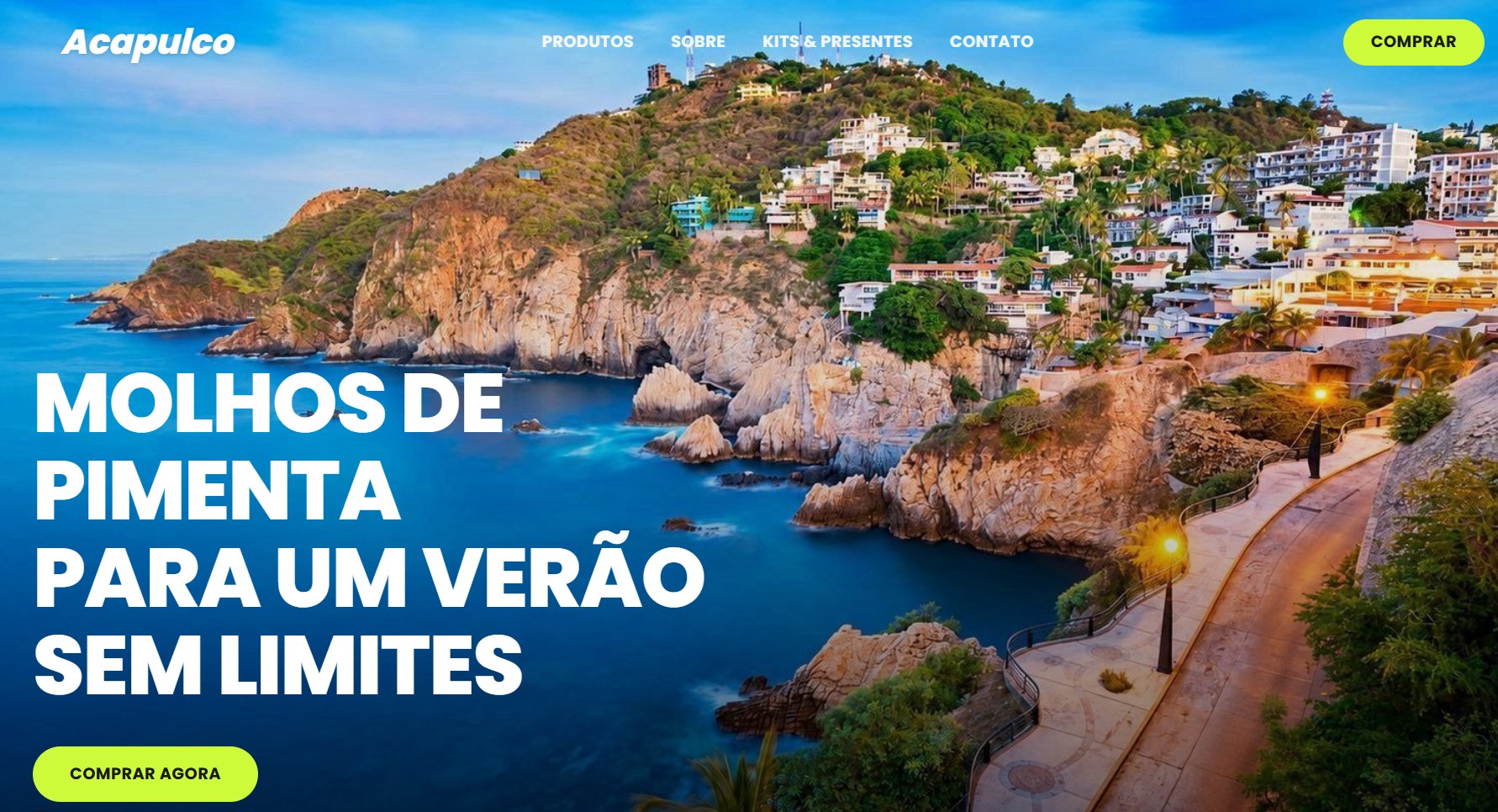 Site de apresentação da Molhos Acapulco, cliente da CouderLab